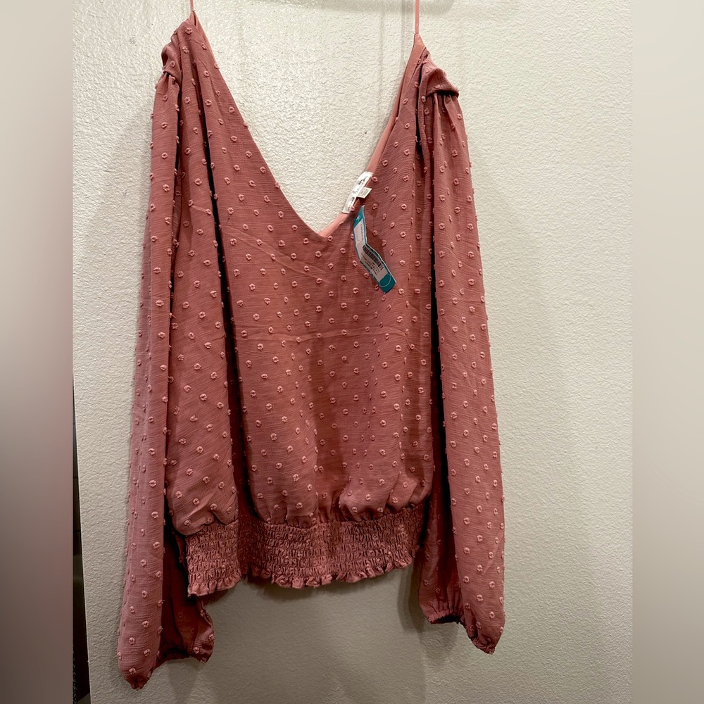 Dusty pink off the shoulder long sleeve top